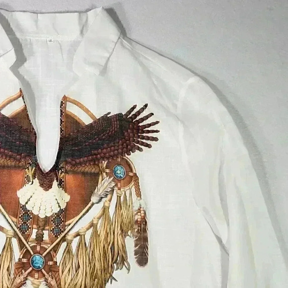 Unbranded Women's Top Tunic Native Boho 5X Dreamcatcher Eagle Long‎ Sleeve - Picture 4 of 16
